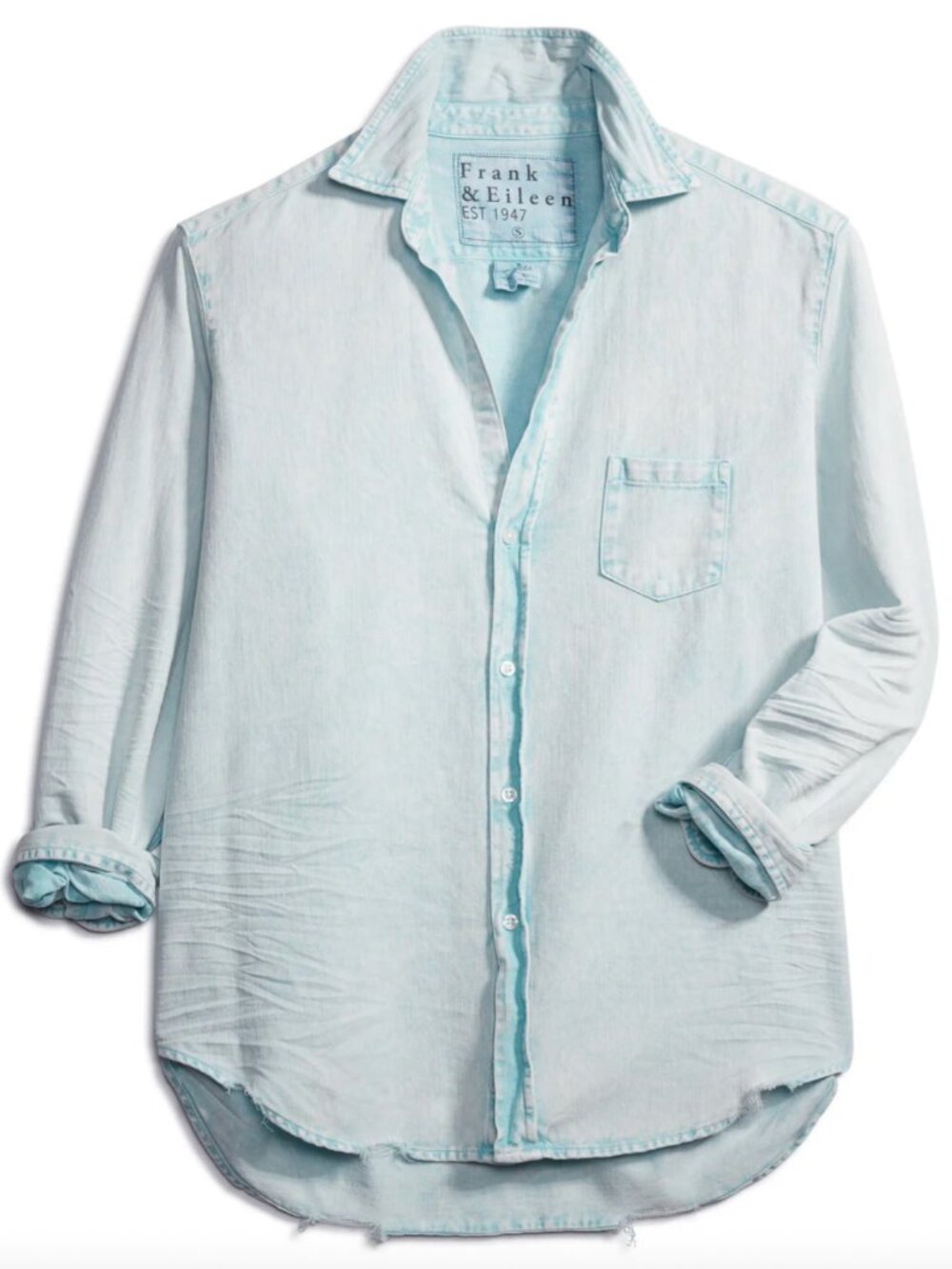 Frank & Eileen - Eileen Woven Button Up in Sea Foam Mineral Wash - Size Medium